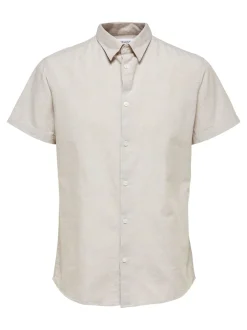 Selected Miesten Kauluspaita NEW LINEN SHIRT Hiekka