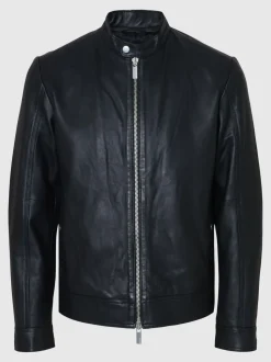 Selected miesten nahkatakki, ARCHIVE CLASSIC LEATHER JACKET Musta
