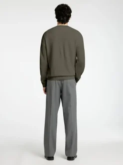 Selected miesten neule, MORA LS KNIT STRUCTURE CREW NECK Vihreä