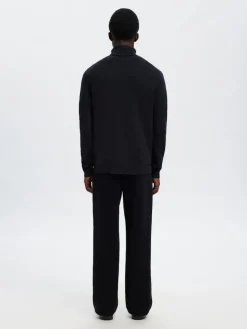 Selected miesten neulepusero K DANE LS KNIT STRUCTURE ROLLNECK NOS, navy