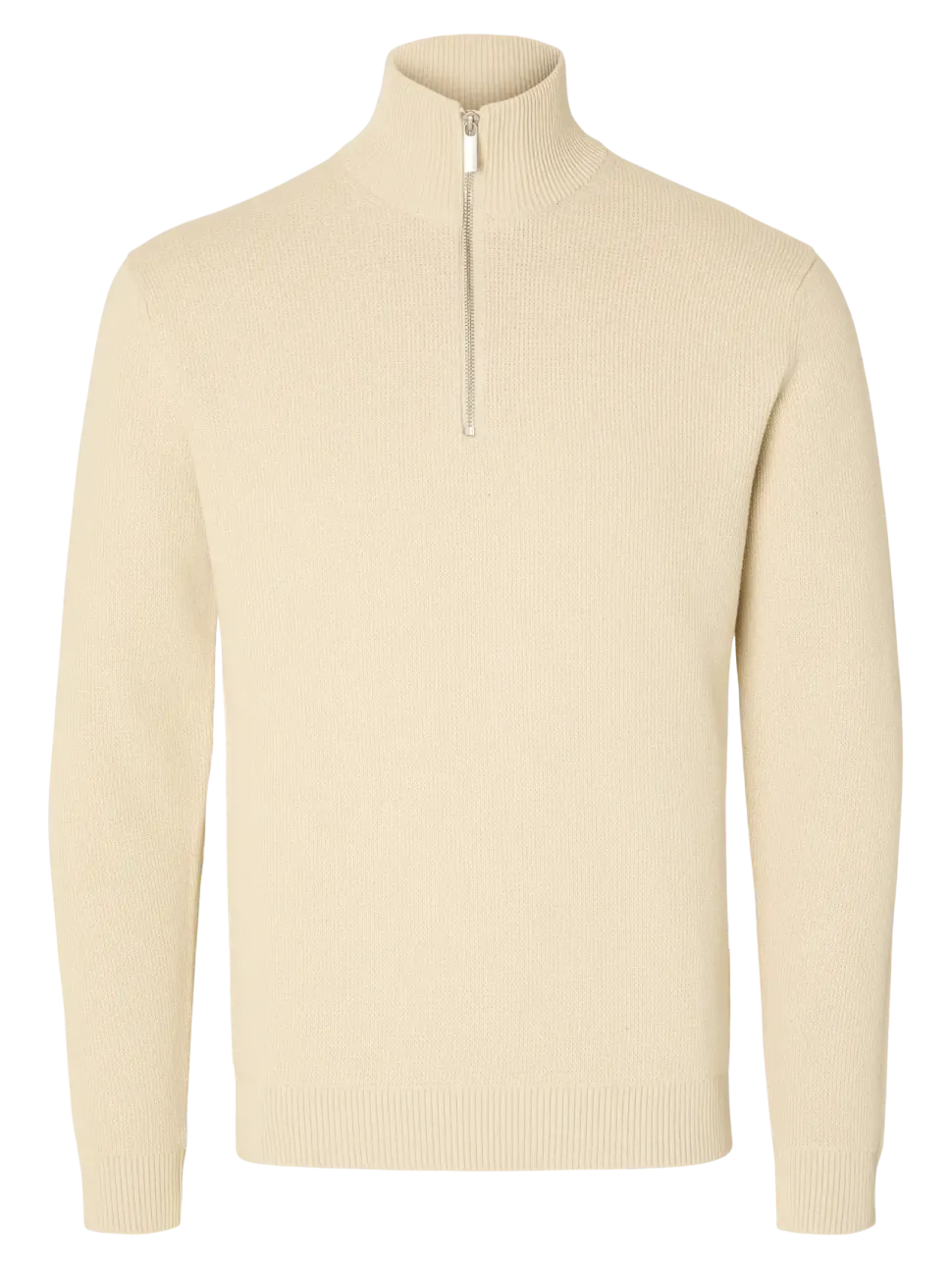 Selected Miesten Neulepusero, DANE LS KNIT STRUCTURE HALF ZIP Oatmeal