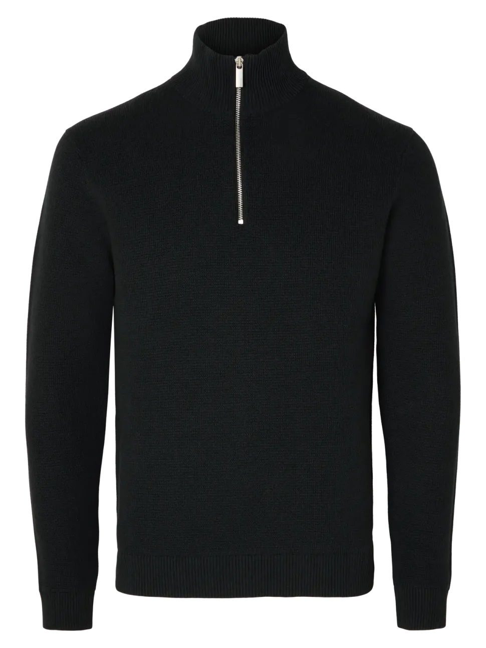 Selected Miesten Neulepusero, DANE LS KNIT STRUCTURE HALF ZIP Black