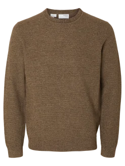 Selected Miesten Neulepusero, ROSS LS KNIT STRUCTURE NOS ORGANIC COTTO Demitasse Melange
