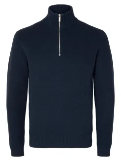 Selected Miesten Neulepusero, DANE LS KNIT STRUCTURE HALF ZIP Tummansininen
