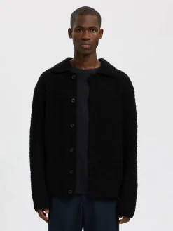 Selected miesten neuletakki, LLOYD LS KNIT BOUCLE Black