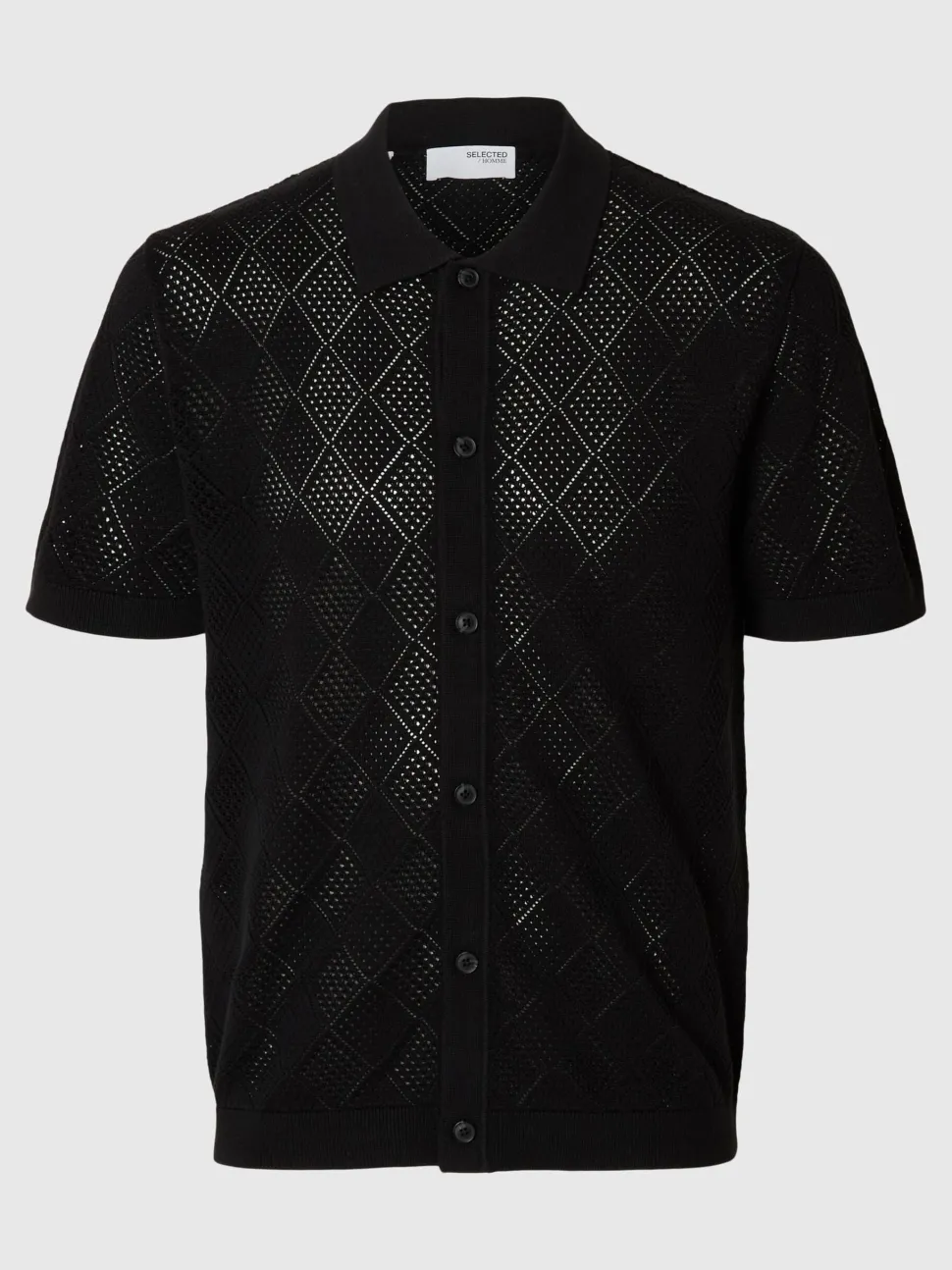 Selected miesten paita, ARCO SS KNIT STRUCTURE POLO Musta