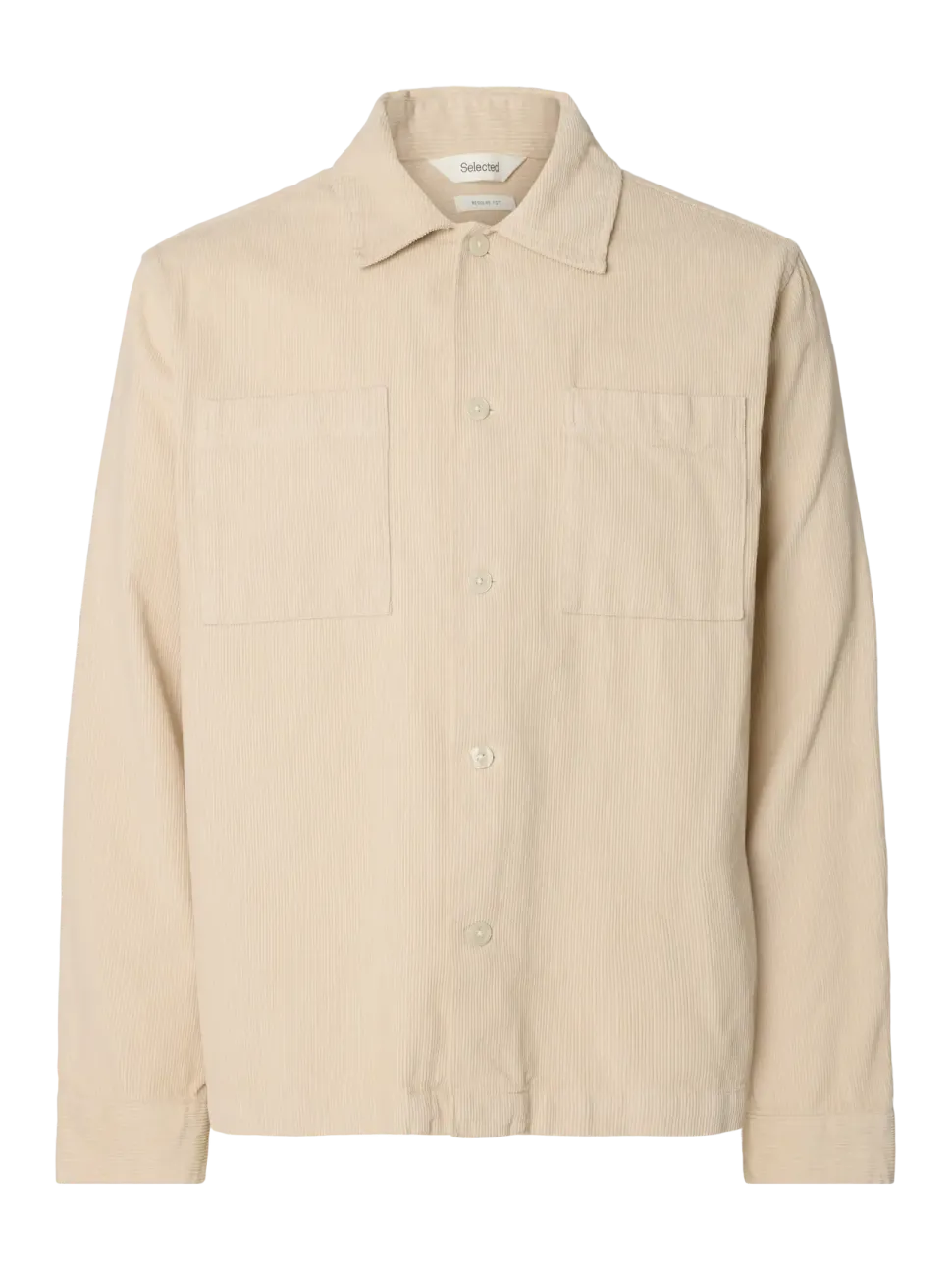 Selected miesten paitatakki, SLHREGTATE CORD OVERSHIRT Oatmeal