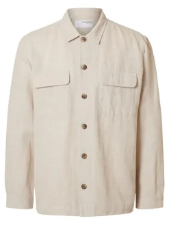 Selected miesten paitatakki, LEROY SUN OVERSHIRT Beige