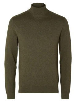 Selected, Miesten Pooloneule, Berg Roll Neck Armeijanvihreä
