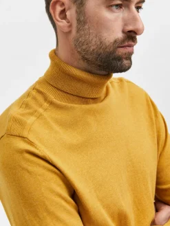 Selected, Miesten Pooloneule, Berg Roll Neck Keltainen