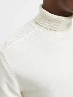 Selected, Miesten Pooloneule, Berg Roll Neck Valkoinen
