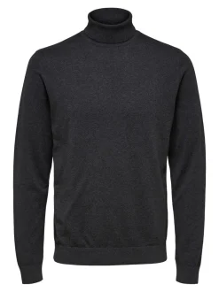 Selected, Miesten Pooloneule, Berg Roll Neck Tummanharmaa