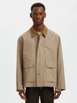 Selected miesten takki SLHKYLE Cotton JKT, Weathered Teak