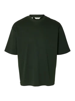 Selected miesten t-paita, LOOSE OSCAR SS O-NECK Deep Forest