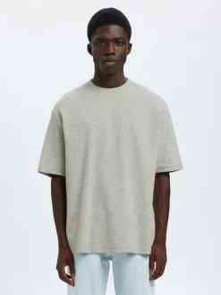 Selected miesten t-paita, LOOSE OSCAR SS O-NECK, Light Grey Melange