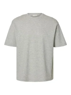 Selected miesten t-paita, LOOSE OSCAR SS O-NECK, Light Grey Melange