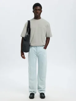 Selected miesten t-paita, LOOSE OSCAR SS O-NECK, Light Grey Melange