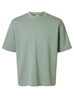 Selected miesten t-paita, LOOSE OSCAR SS O-NECK Vihreä