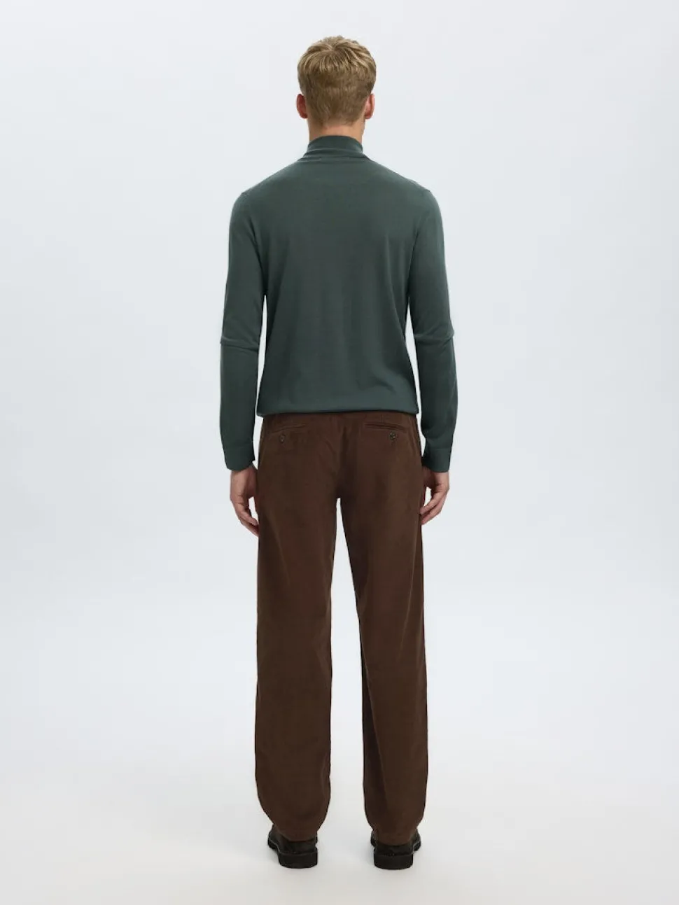Selected miesten vakosamettihousut K STRAIGHT MILES CORD PANT NOS, ruskea