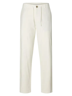 Selected pellavahousut, SLIM TAPE BRODY LINEN PANT Cloud Dancer