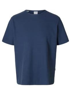 Selected t-paita, JOSEPH PIQUE SS O-NECK Indigo