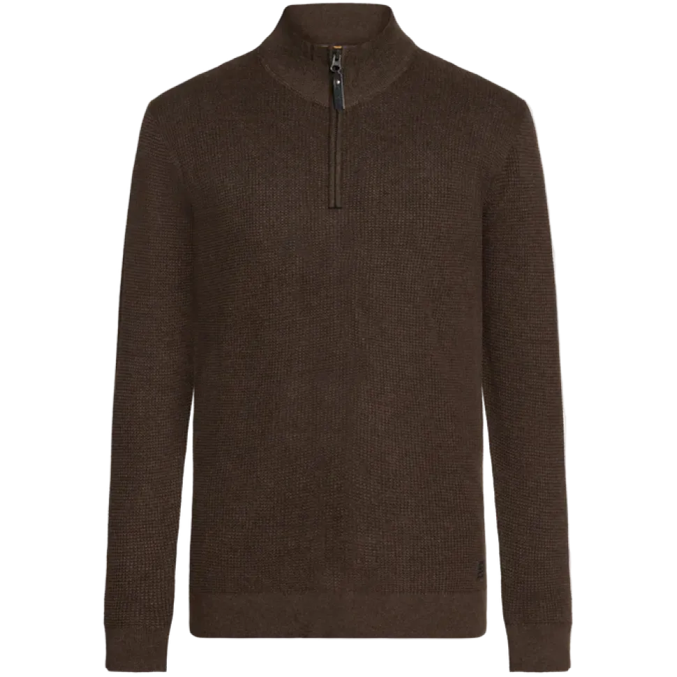 Signal miesten neulepusero KEANUSI STRUCTURE HALFZIP, tummanruskea