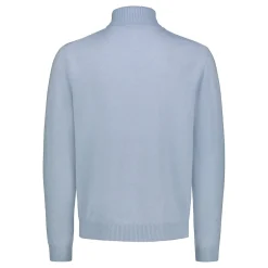 Sinnuu Miehet Pooloneule Rollneck Fine, Made in Italy vaaleansininen