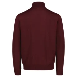 Sinnuu miesten pooloneule Rollneck Merino Wool Made in Italy, viininpunainen