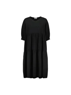 Sinnuu Naisten Mekko SINNUU LINEN DRESS 3/4 FRILL Musta