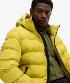 Superdry Miesten Talvitakki, Hooded Sports Puffer Jacket KELTAINEN