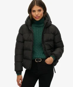 Superdry naisten takki Hooded Sports Puffer Jacket, musta