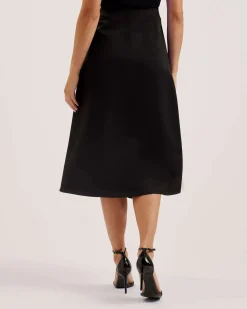 Ted Baker Naisten Hame, ERVA ASYMMETRIC SATIN WRAP MIDI SKIRT Musta