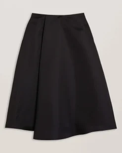 Ted Baker Naisten Hame, ERVA ASYMMETRIC SATIN WRAP MIDI SKIRT Musta
