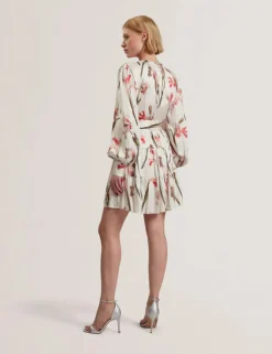 Ted Baker naisten mekko, CUIABA neck Mini Dress Valkopohjainen Kuosi