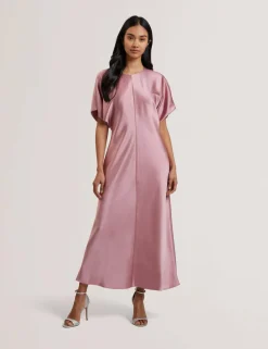 Ted Baker naisten mekko, FIANAA Slouch Sleeve Waisted Column Dres Vaaleanpunainen