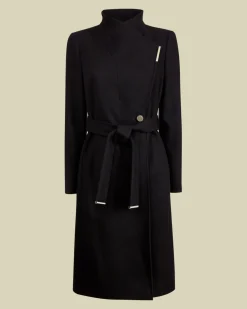 Ted Baker Naisten Villakangastakki, Rose Midi Wool Wrap Coat Musta