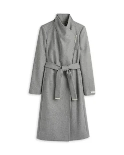 Ted Baker Naisten Villakangastakki, Rose Midi Wool Wrap Coat Vaaleanharmaa