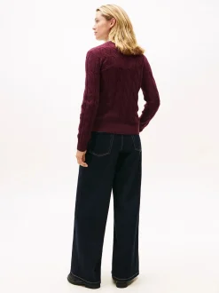 Tommy Hilfiger K-soft wool cable c-nk, viininpunainen