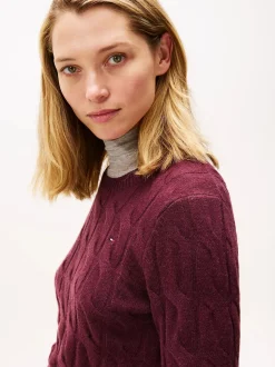 Tommy Hilfiger K-soft wool cable c-nk, viininpunainen