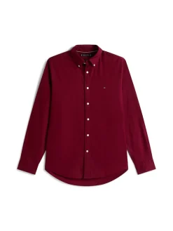 Tommy Hilfiger miesten flanellipaita, FLEX FLANNEL SOLID RF SHIRT Viininpunainen