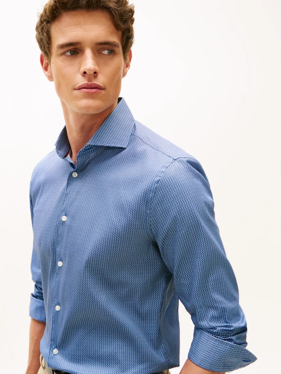 Tommy Hilfiger miesten kauluspaita DC Flex Collar Mini Texture, sininen kuosi