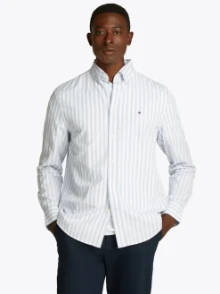 Tommy Hilfiger miesten kauluspaita, FLEX POPLIN BOLD STRIPE Raidallinen Sininen
