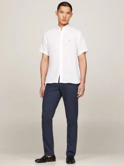 Tommy Hilfiger Miesten Kauluspaita, PIGMENT DYED LINEN RF SHIRT Valkoinen