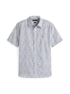 Tommy Hilfiger miesten kauluspaita, LINEN BLEND AOP Valkopohjainen Kuosi