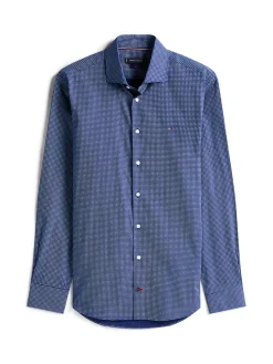 Tommy Hilfiger miesten kauluspaita, CL - FAKE SOLID PRT SF SWS SHIRT Sininen Kuosi