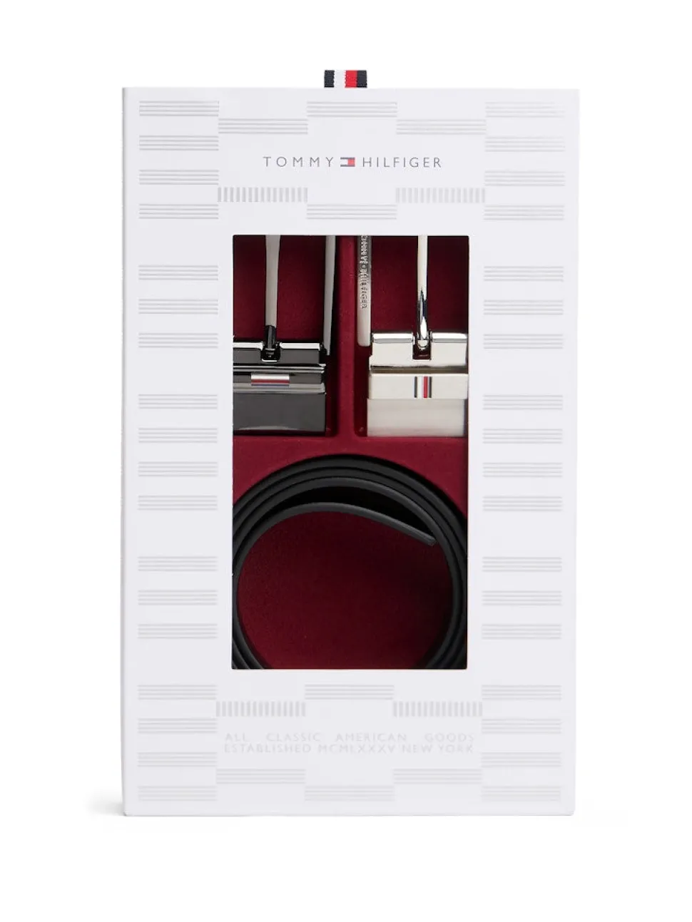 Tommy Hilfiger miesten kääntövyö lahjapaketissa, musta