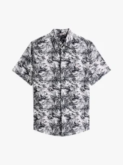 Tommy Hilfiger miesten lyhythihainen kauluspaita, LINEN VACATION PRT Sininen Kuosi