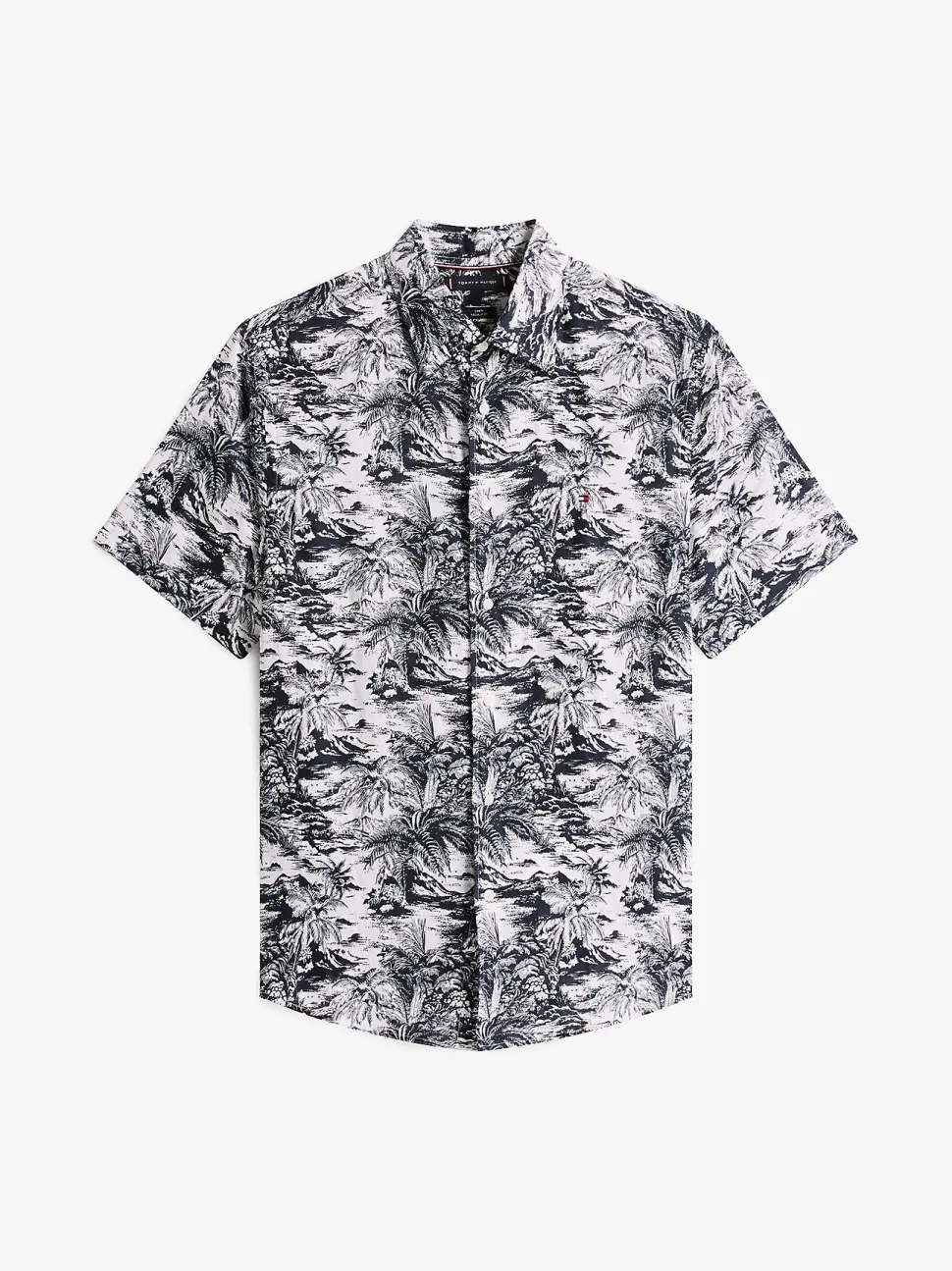 Tommy Hilfiger miesten lyhythihainen kauluspaita, LINEN VACATION PRT Sininen Kuosi