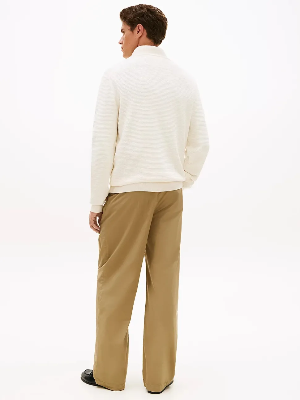 Tommy Hilfiger miesten neulepusero Seasonal Structure Zip Mock, luonnonvalkoinen