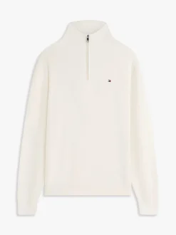Tommy Hilfiger miesten neulepusero Seasonal Structure Zip Mock, luonnonvalkoinen